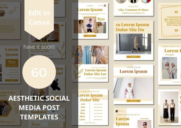 Download 60 Aesthetic Social Media Canva Template - Social media Collection