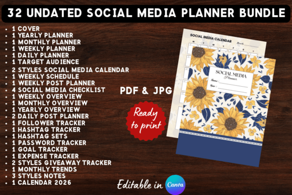 Download Printable Social Media Planner Bundle - Social media Collection