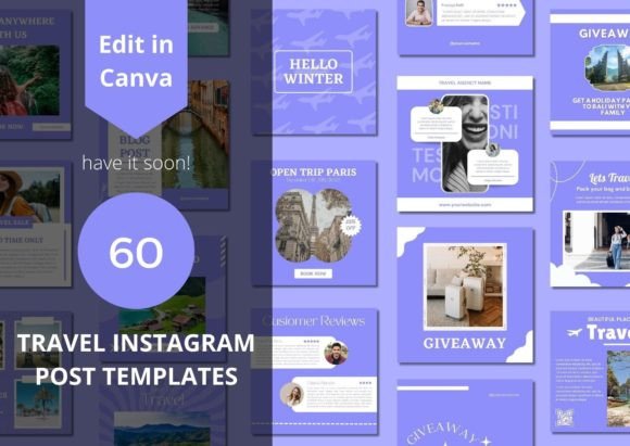 Download 60 Travel Social Media Canva Templates - Social media Collection