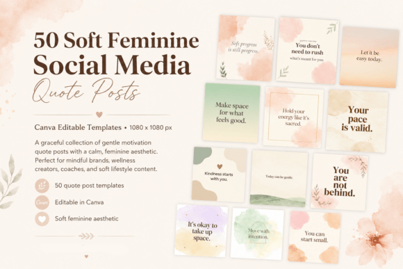Download 50 Soft Feminine Social Media Quote Post - Social media Collection