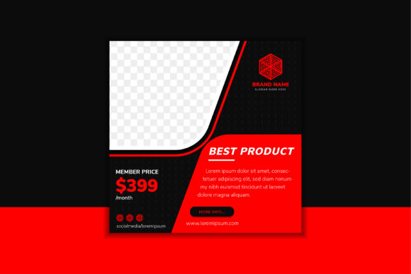 Download Red Black Square Banner Product Media - Square Collection