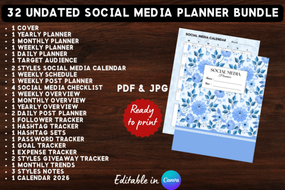 Download Printable Social Media Planner Bundle - Social media Collection