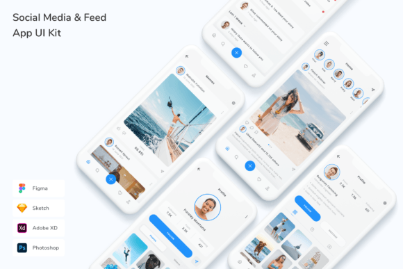 Download Social Media &amp; Feed App UI Kit - Social media Collection