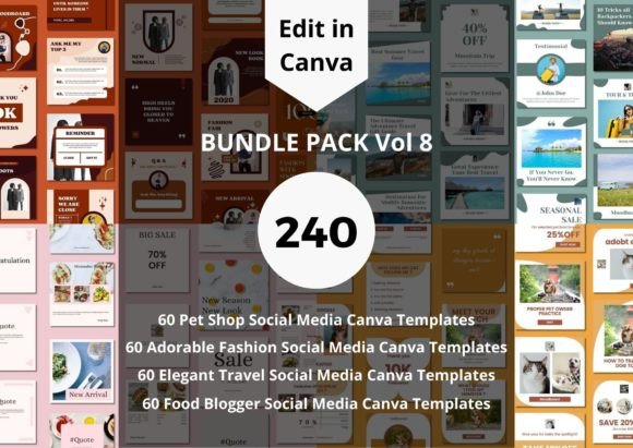 Download 240 Social Media Canva Templates Bundle - Social media Collection