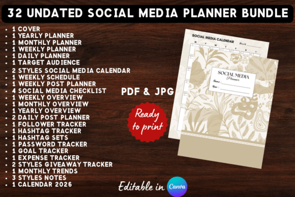 Download Printable Social Media Planner Bundle - Social media Collection