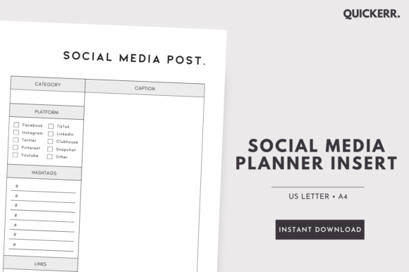 Download Social Media Post Planner Insert - Social media Collection