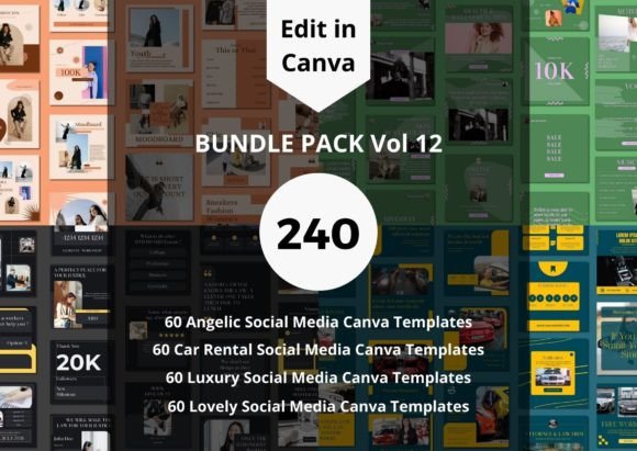 Download 240 Social Media Canva Templates Bundles - Social media Collection