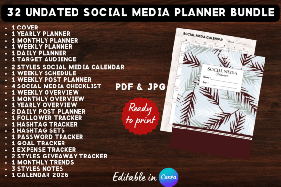 Download Printable Social Media Planner Bundle - Social media Collection
