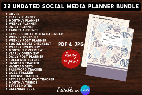Download Printable Social Media Planner Bundle - Social media Collection